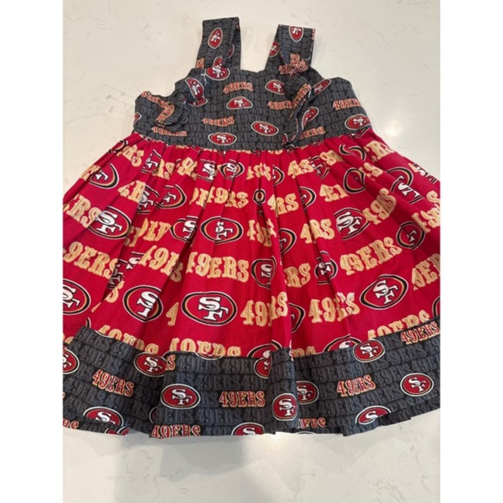 San‎ Francisco 49ers Girls Handmade Dress Red Gold NFL Game Day